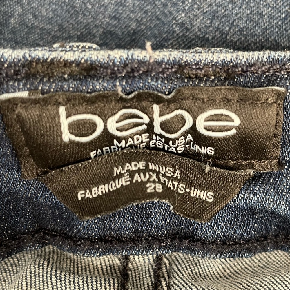 Bebe Clean Zip Moto Skinny Jeans, Blue, 28 - Picture 6 of 8